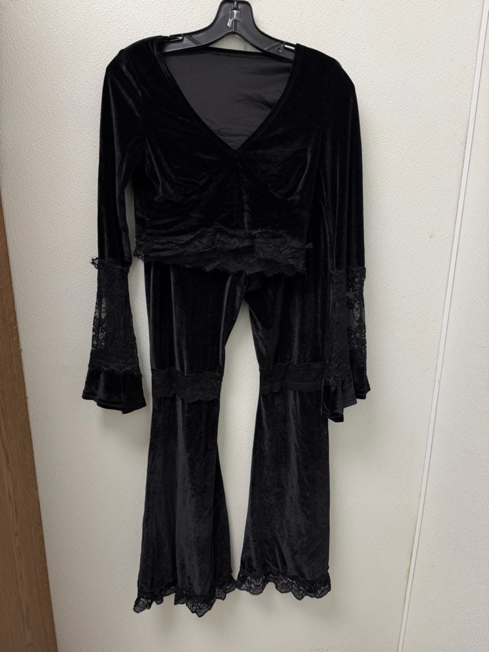 Velvet Lace Two-Piece Set in Black